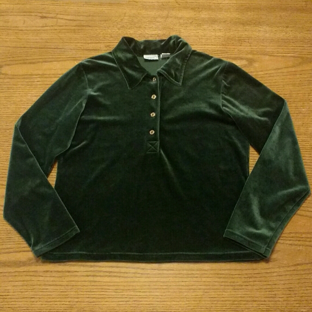 Forest Green Velvet Pullover Shirt